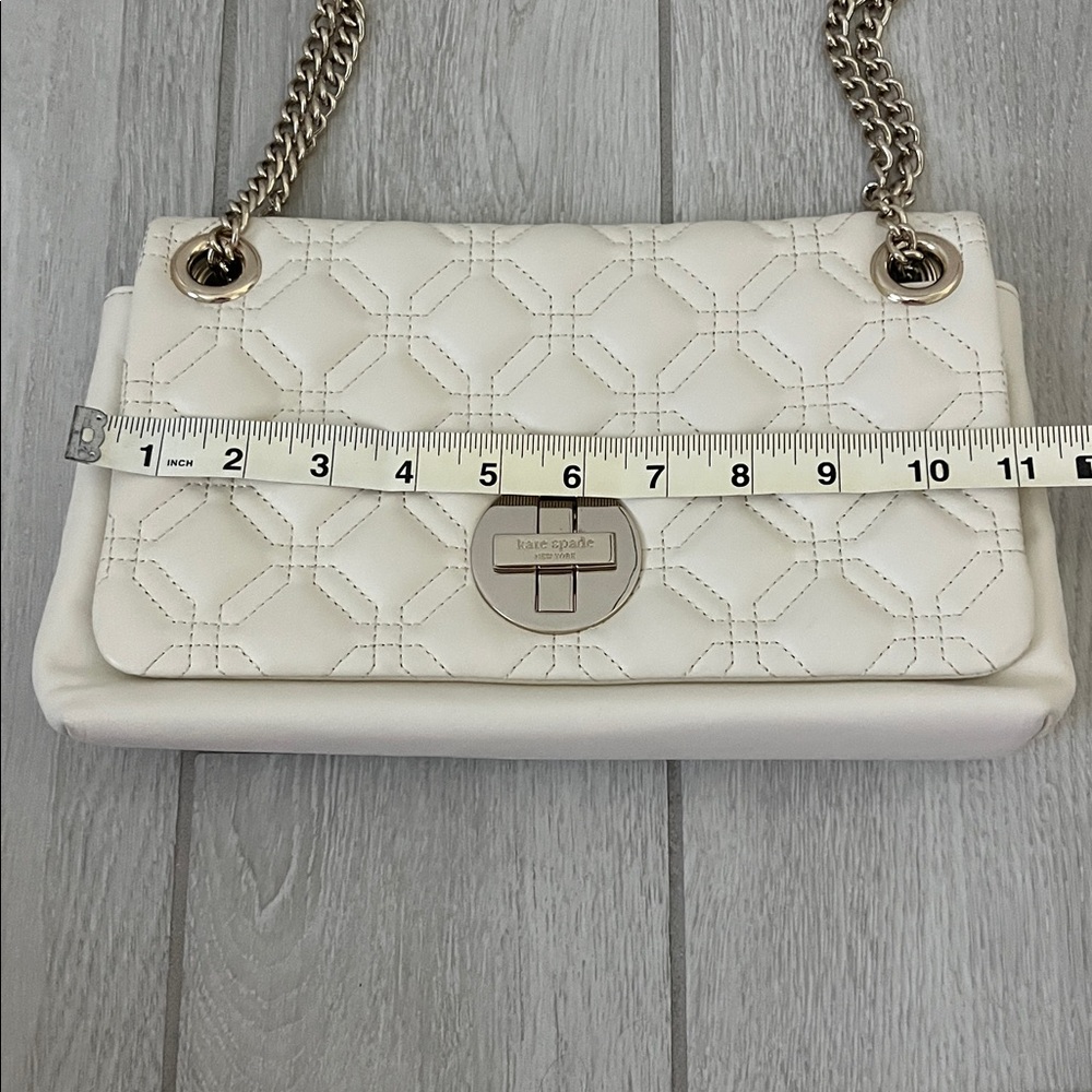 Kate Spade Quilted Leather Handbag  Light Gold Hardware Off White - Picture 9 of 12